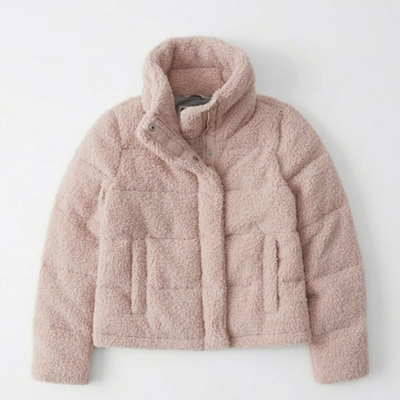 Abercrombie & Fitch Sherpa Mini Puffer Jacket - Picture 1 of 4
